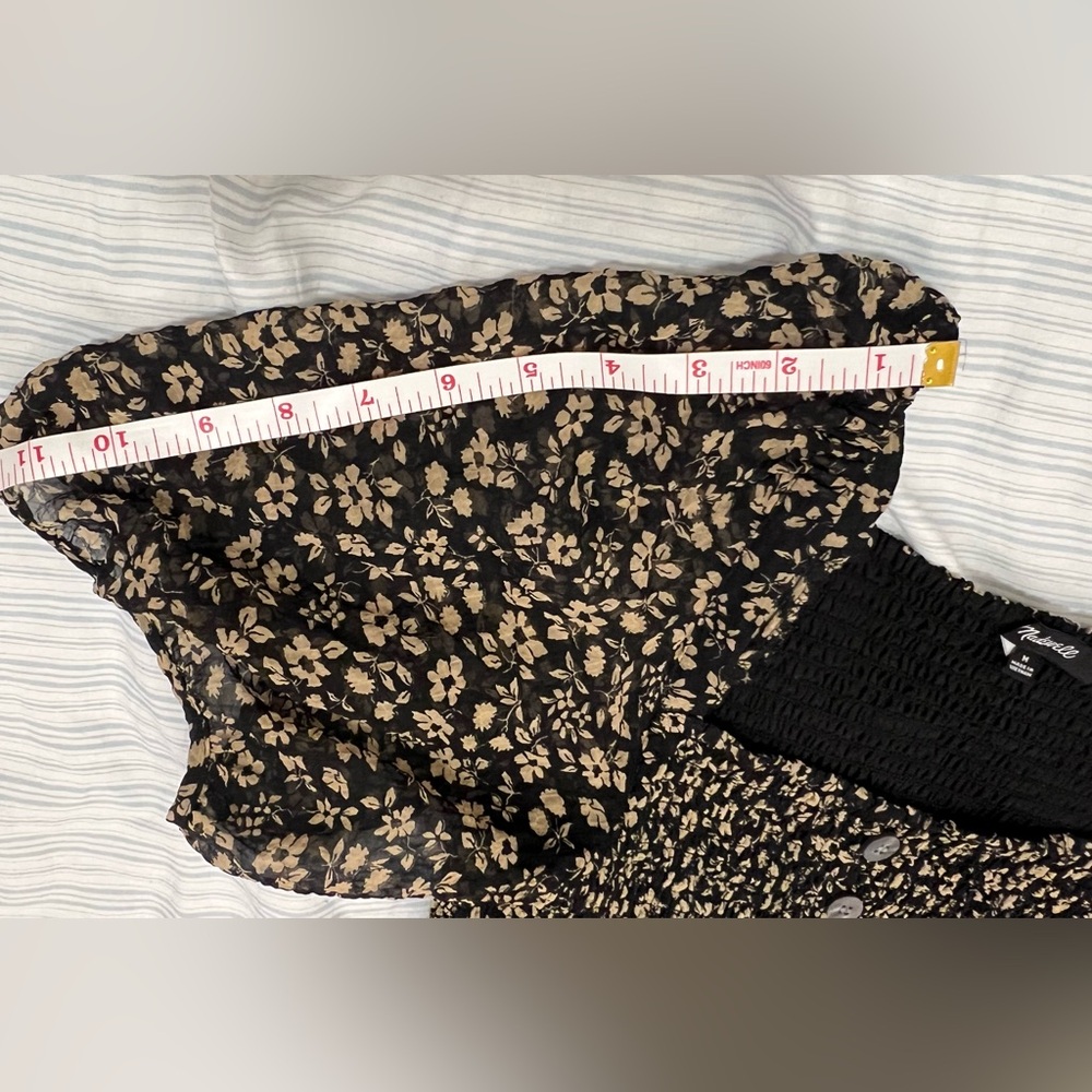 Madewell Dress - Black floral midi dress with front slit - Picture 6 of 11